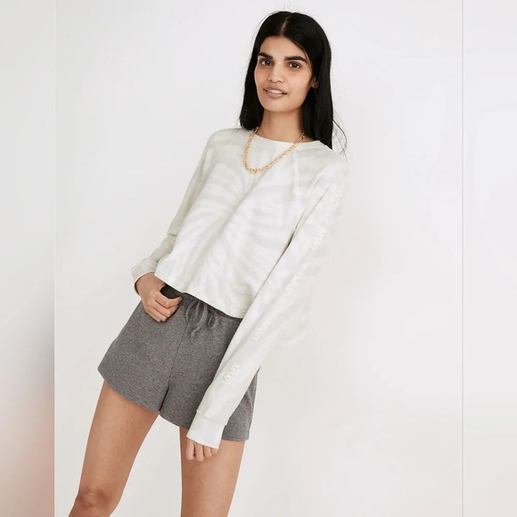 MWL Madewell tie dye knit Crop Sweatshirt in morning mist white M - Picture 3 of 11